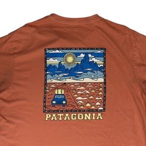Patagonia Shirt Mens XL Mellow Melon Summit Road Organic Graphic Beneficial T